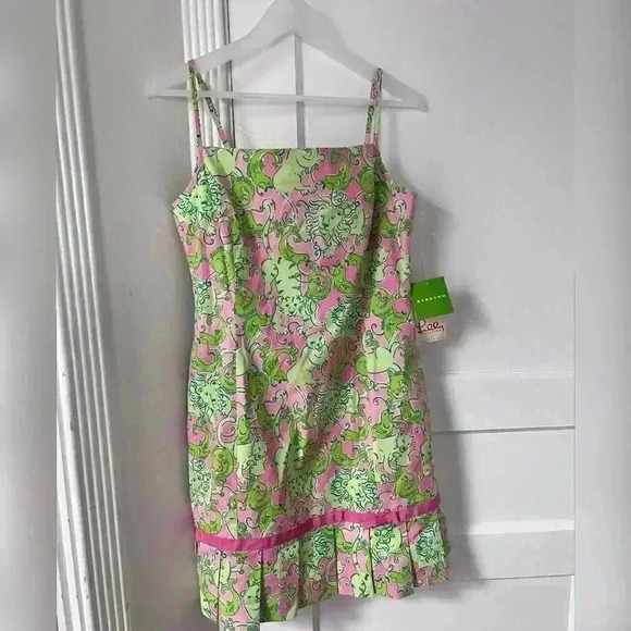 LILLY PULITZER Demi Dress Fried Catfish in Phipps Pink  NEW WITH TAG RARE - Picture 1 of 5